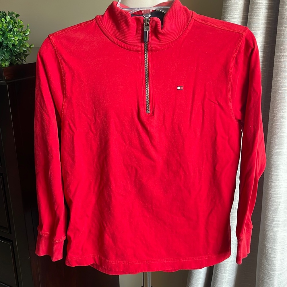 Tommy Hilfiger boys 1/4 zip long sleeve shirt medium 12/14